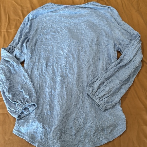 Sundance NWT Woman’s Crinkle Pullover Crochet Eyelet Long Sleeve Top - Picture 10 of 12